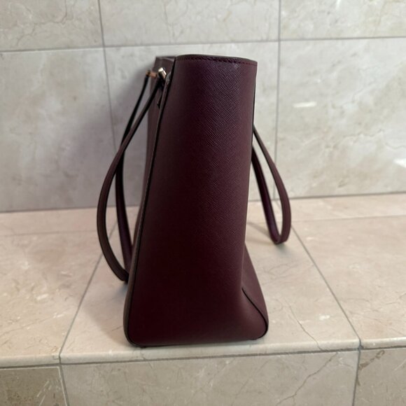 Dark Red Leather Tory Burch Robinson Tote - Picture 4 of 8
